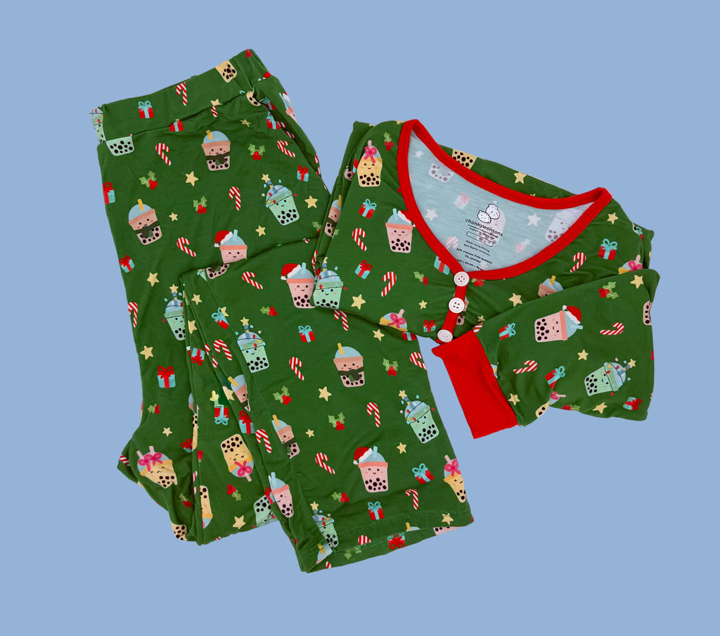 'Teas the Season Bamboo Womens 2 Piece Sleep Set